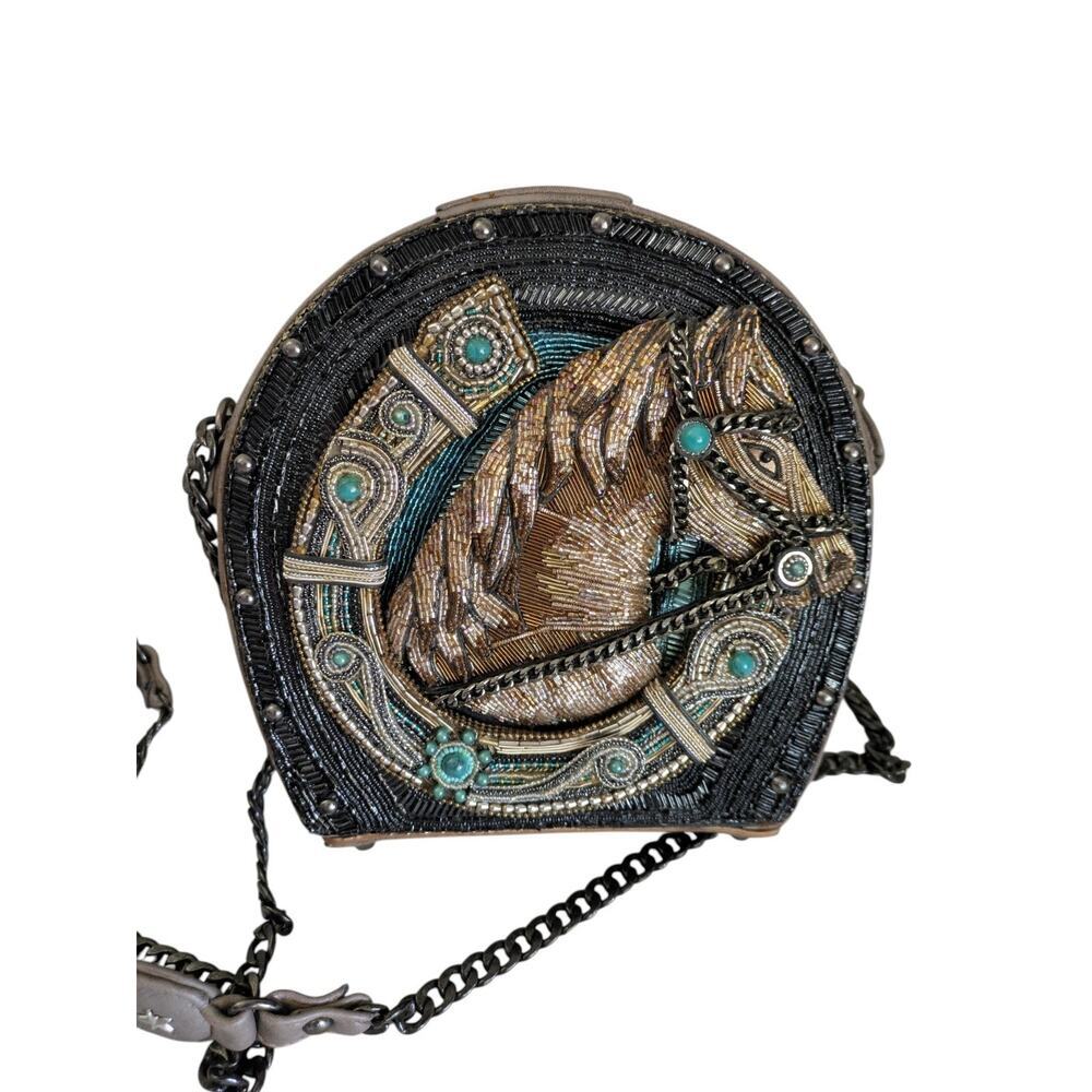 Mary Frances Ready to Ride Horse Crossbody Black Beaded Handbag Western Cowgirl - Picture 2 of 15